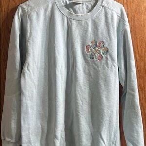 Womens Light Blue Paw Print Shirt